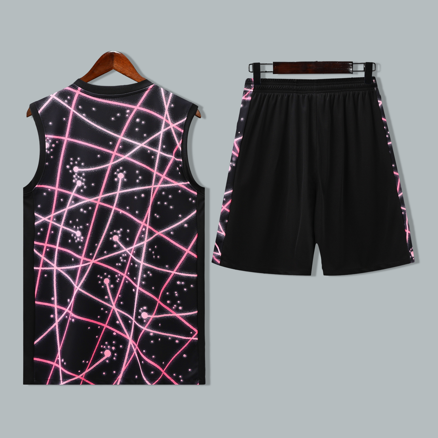 PSG 25/26 "Neon Pink Grid" Sleeveless Training Jersey and Shorts Set