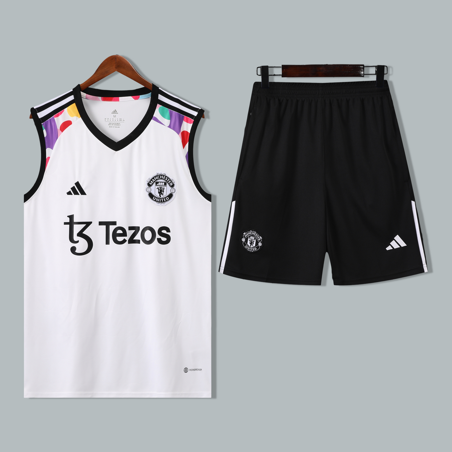 Manchester United 24/25 "White Prism" Sleeveless Training Jersey and Shorts Set