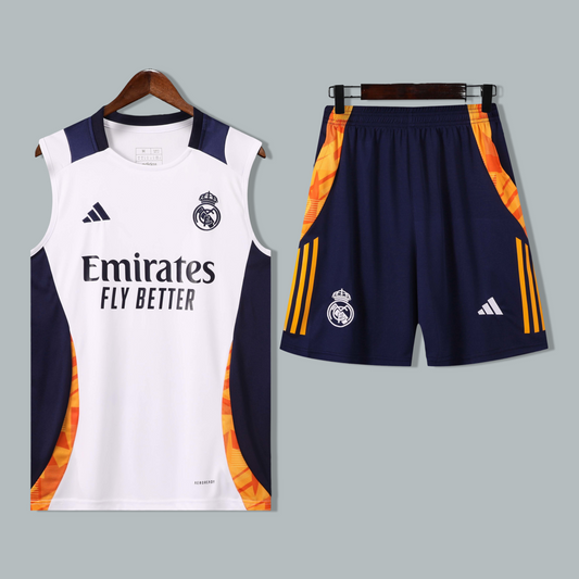 Real Madrid 24/25 'Orange Flame' Sleeveless Training Jersey and Shorts Set