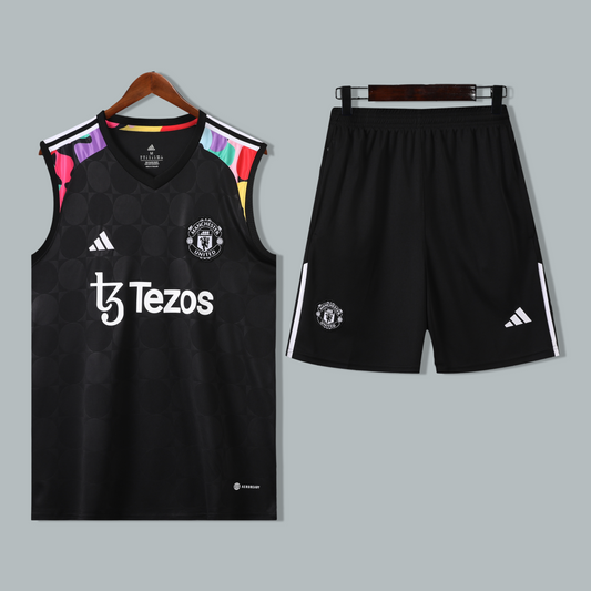 Manchester United 24/25 "Black Prism" Sleeveless Training Jersey and Shorts Set