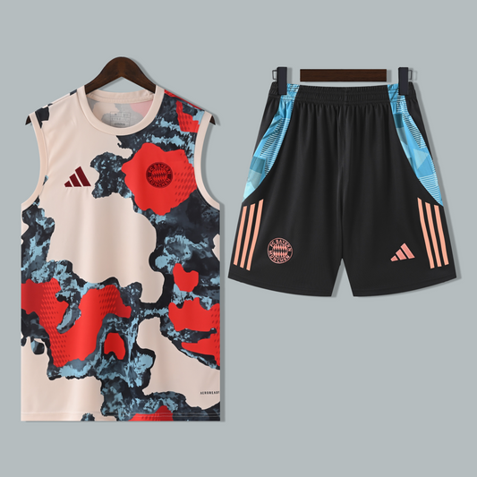 Bayern Munich 25/26 "Abstract Red Blue" Sleeveless Training Jersey and Shorts Set