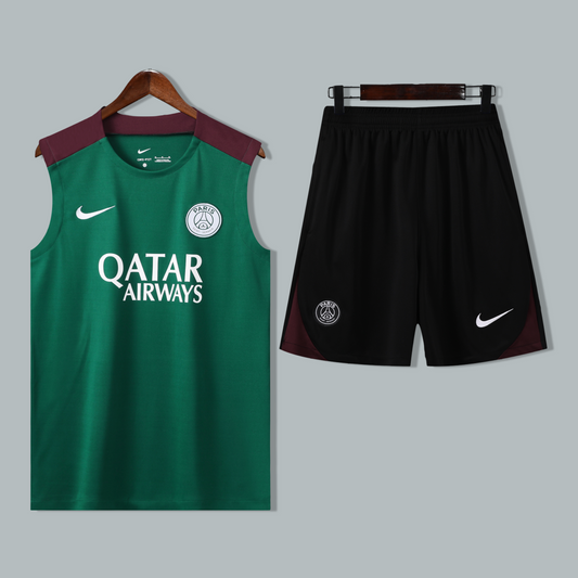 PSG 25/26 "Emerald Green" Sleeveless Training Jersey and Shorts Set