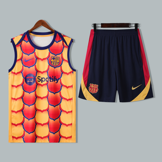 Barcelona 25/26 "Dragon Scales Yellow" Sleeveless Training Jersey and Shorts Set