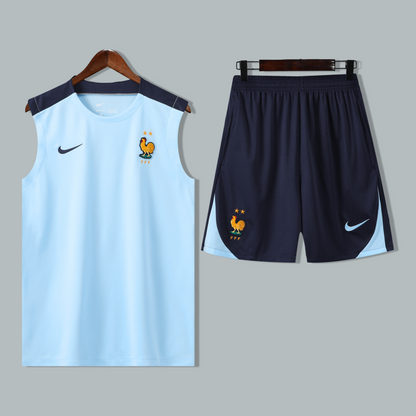 France 25/26 "Sky Blue" Sleeveless Training Jersey and Shorts Set