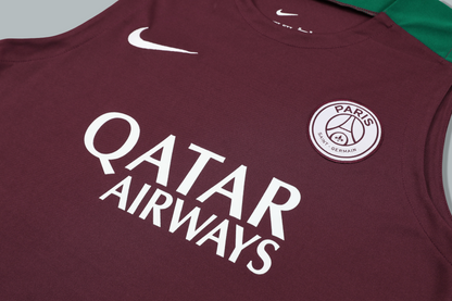 PSG 25/26 "Burgundy Wine" Sleeveless Training Jersey and Shorts Set