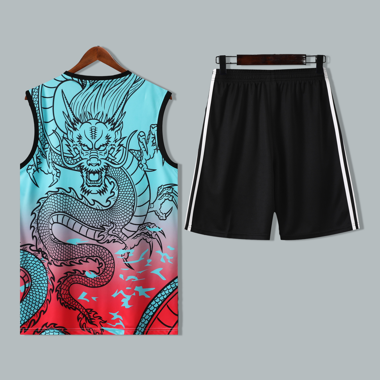 Real Madrid 25/26 "Aqua Red Dragon" Sleeveless Training Jersey and Shorts Set
