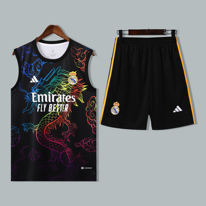 Real Madrid 25/26 "Black Dragon" Sleeveless Training Jersey and Shorts Set