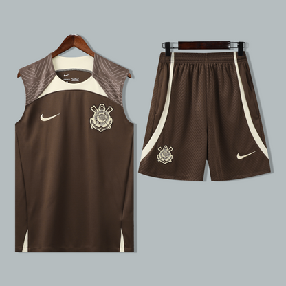 Corinthians 25/26 "Coffee Brown" Sleeveless Training Jersey and Shorts Set