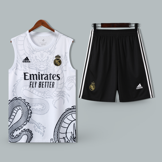 Real Madrid 25/26 "White Dragon" Sleeveless Training Jersey and Shorts Set