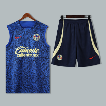 Club Amrrica 25/26 "Electric Blue" Sleeveless Training Jersey and Shorts Set